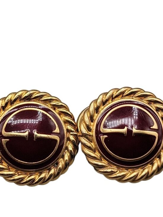 Gucci Jewelry - Vintage Gucci 1992 Red Enamel GG Logo Blazer Buttons Gold Plated Set of 2 Italy